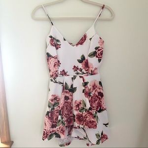 White and Pink Floral Romper